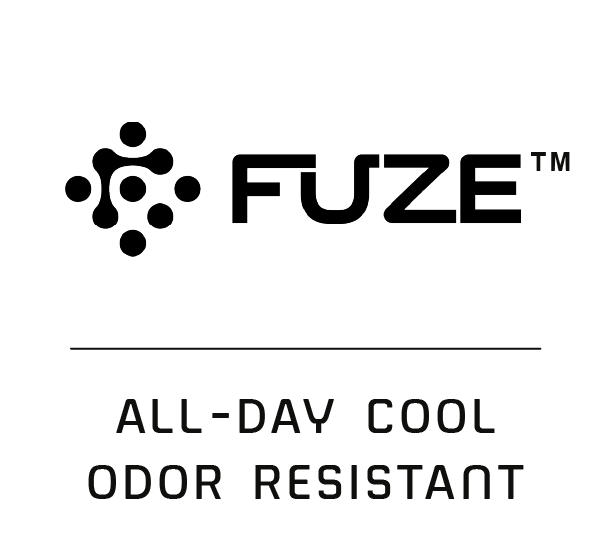 FUZE logo with text 'All-Day Cool Odor Resistant' on a white background