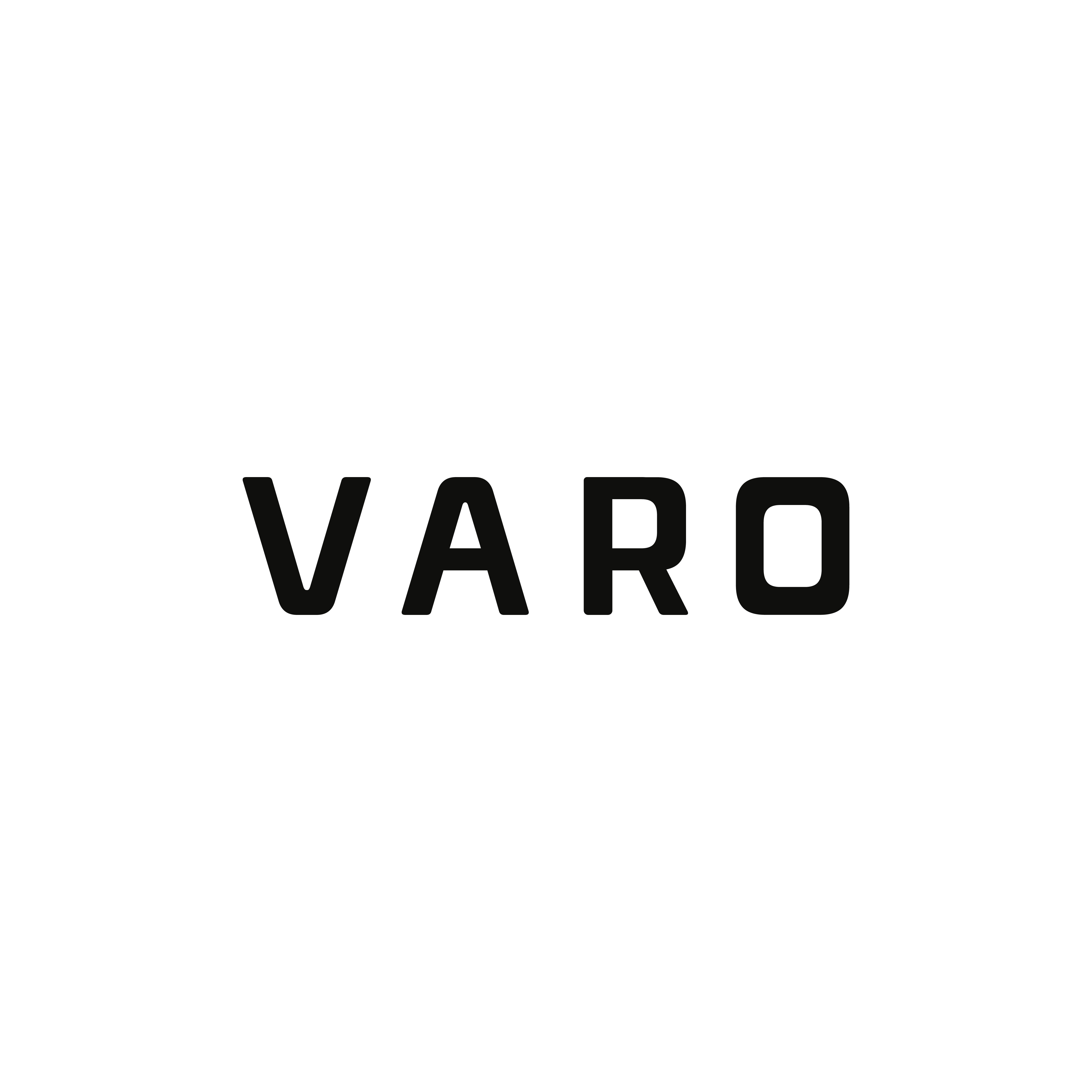 Black 'VARO' logo on a white background