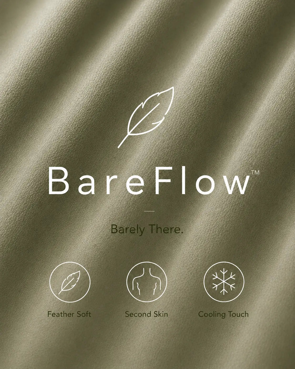VARO Textured fabric background with BareFlow logo and features