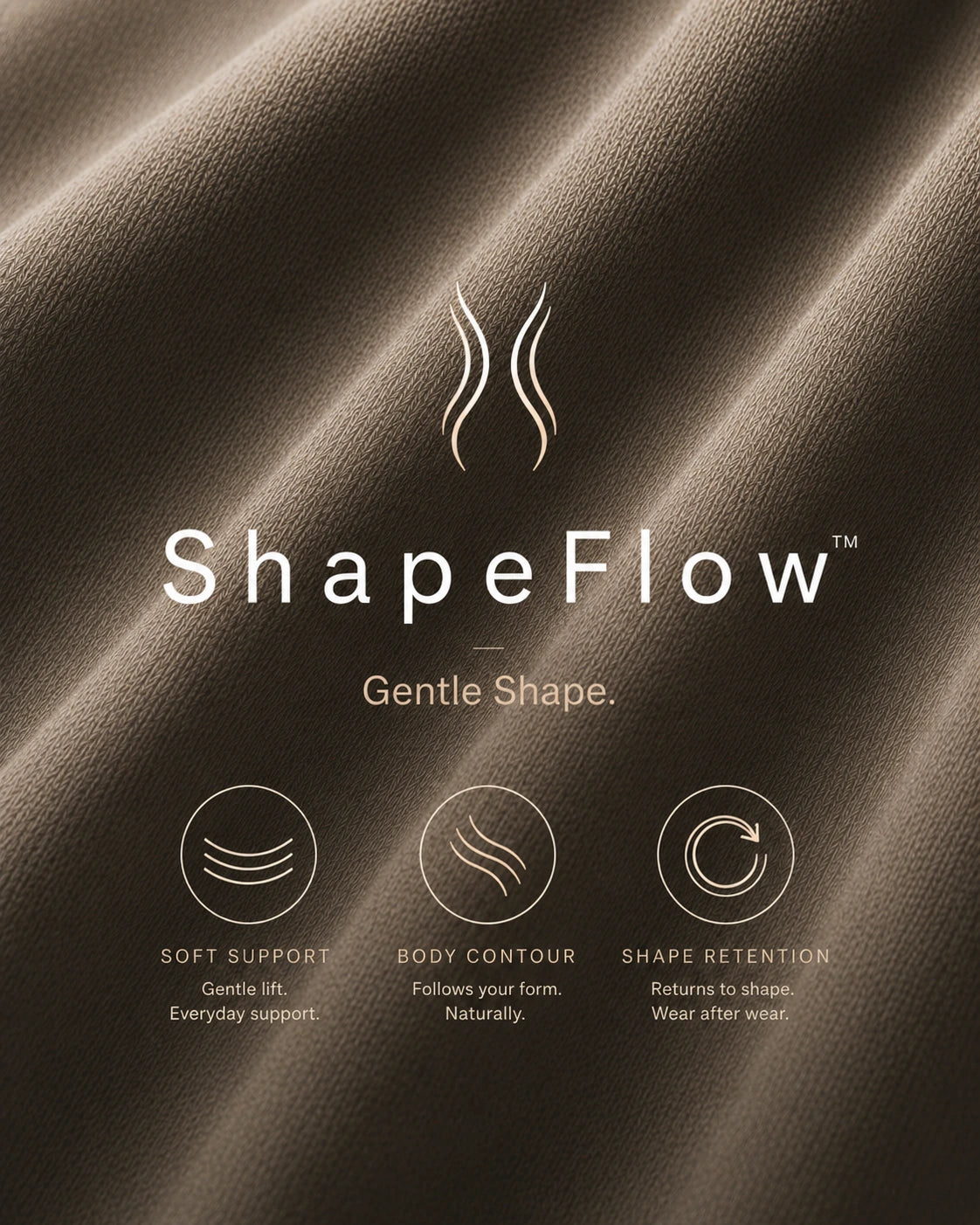 Varo ShapeFlow fabric with logo and text on a brown background