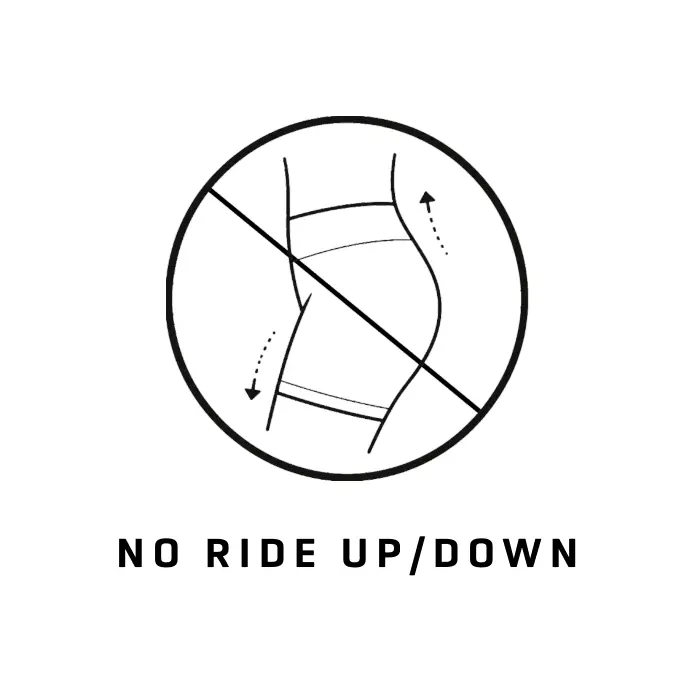 VARO No Ride Up / Down activewear technology designed to keep women’s leggings, compression leggings, workout pants and shorts securely in place without riding up or sliding down during yoga, Pilates, padel, tennis, running, training, gym workouts and everyday movement.