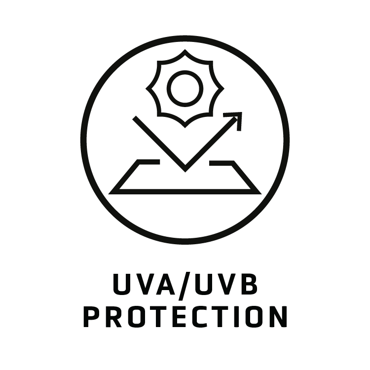 VARO UVA/UVB/UVC Protection finish with UV-blocking fabric designed to shield against UVA, UVB and UVC rays during outdoor yoga, Pilates, padel, tennis, running, training and everyday movement, across women’s UV protection leggings, shorts, workout sets and sportswear.