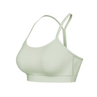 VARO On Repeat sage green sports bra in soft ShapeFlow knit with thin straps for low to medium-impact support.